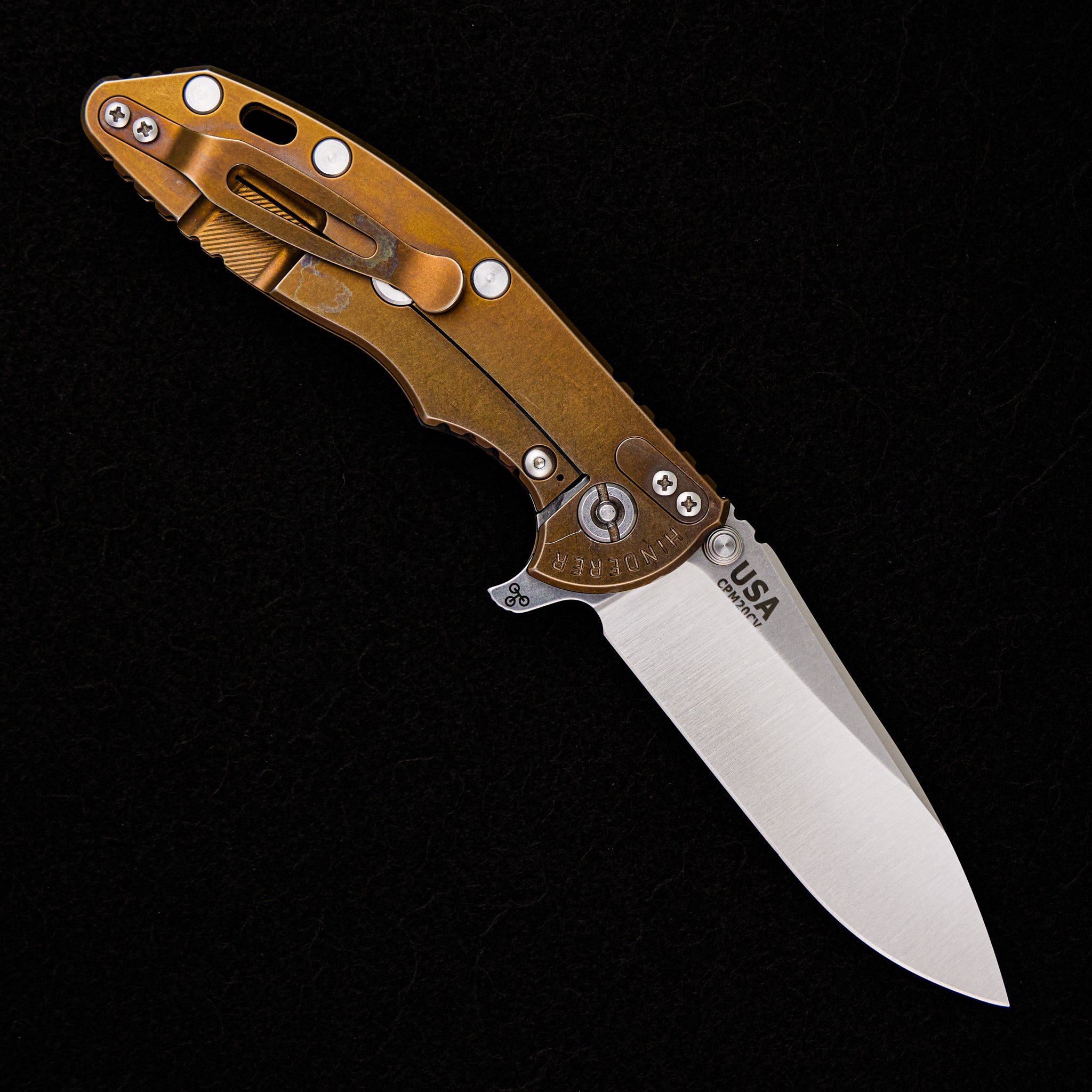 Hinderer Knives XM-18 3.5″ – Slicer – No Choil – Tri-Way – Stonewash Bronze