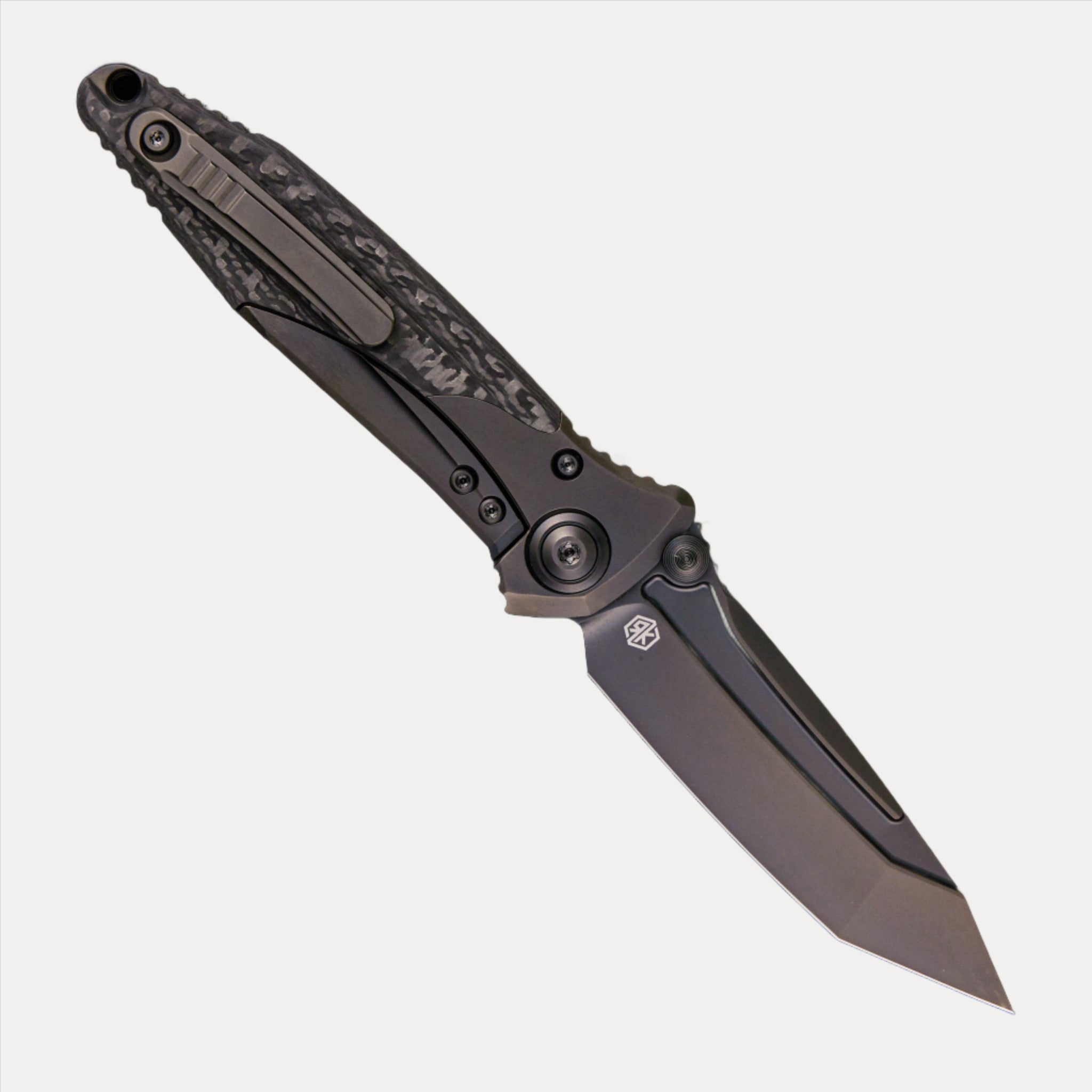 Microtech Socom Bravo – T/E DLC Titanium Handle DLC Standard DLC Hardware Carbon Fiber Scales 261-1 DLCTCFTI