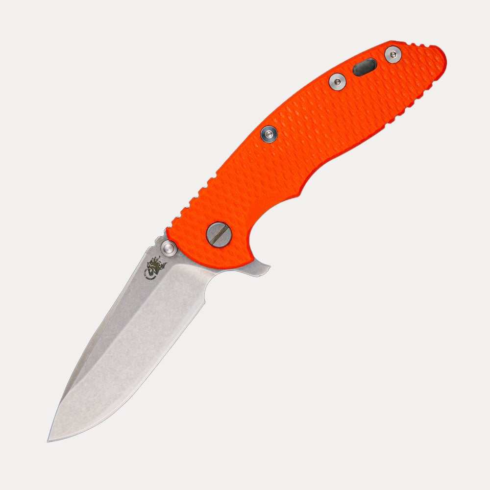 Hinderer Knives XM-18 3.5″ – Stonewash – Orange G10