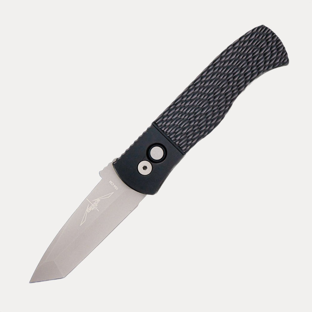 Pro-Tech Knives Emerson Design CQC7 Auto – Black Textured Handle – Blasted Tanto Blade – E7T05