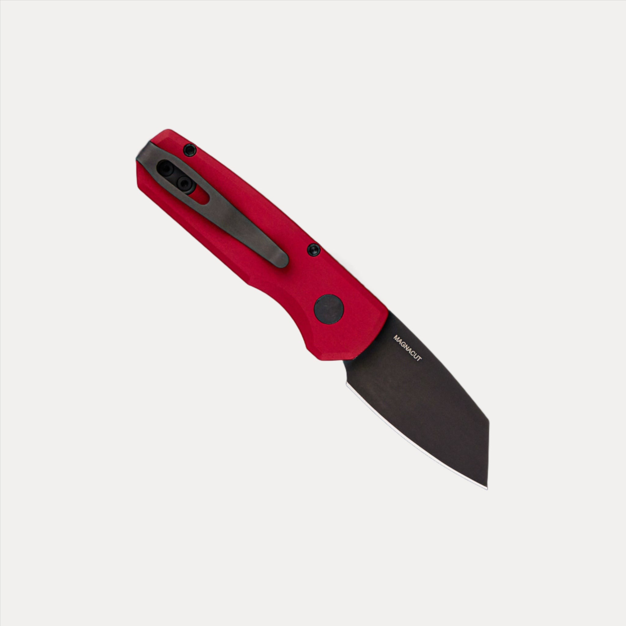 Pro-Tech Knives Runt 5 / Dark Red Aluminum Handle / DLC Black MagnaCut Reverse Tanto Blade / R5403-RED