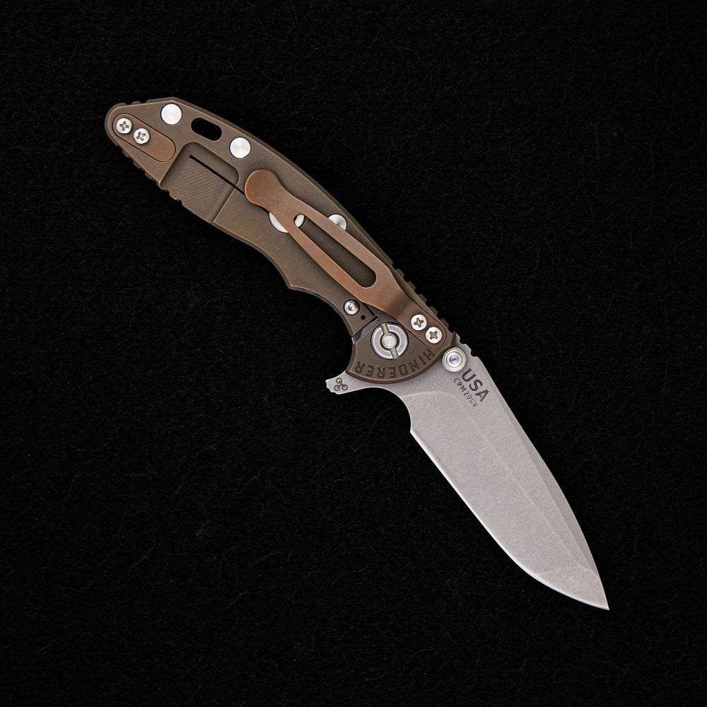 Hinderer Knives XM-18 3.0″ – Spanto CPM 20CV – Tri-Way – Battle Bronze – Translucent Green G10