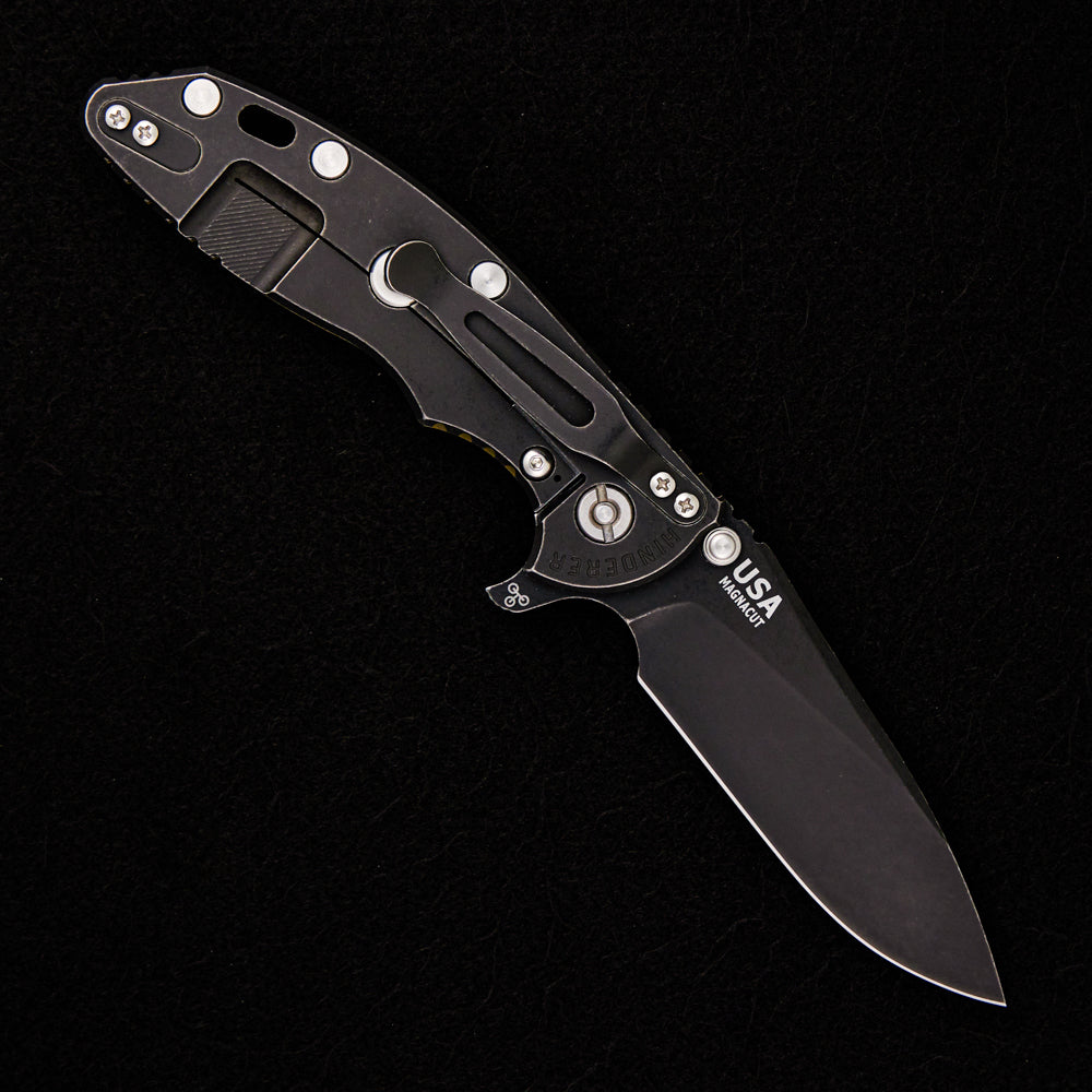 Hinderer Knives XM-18 3.5″ – Skinny Slicer MagnaCut – Tri-Way – Battle Black – OD Green G10