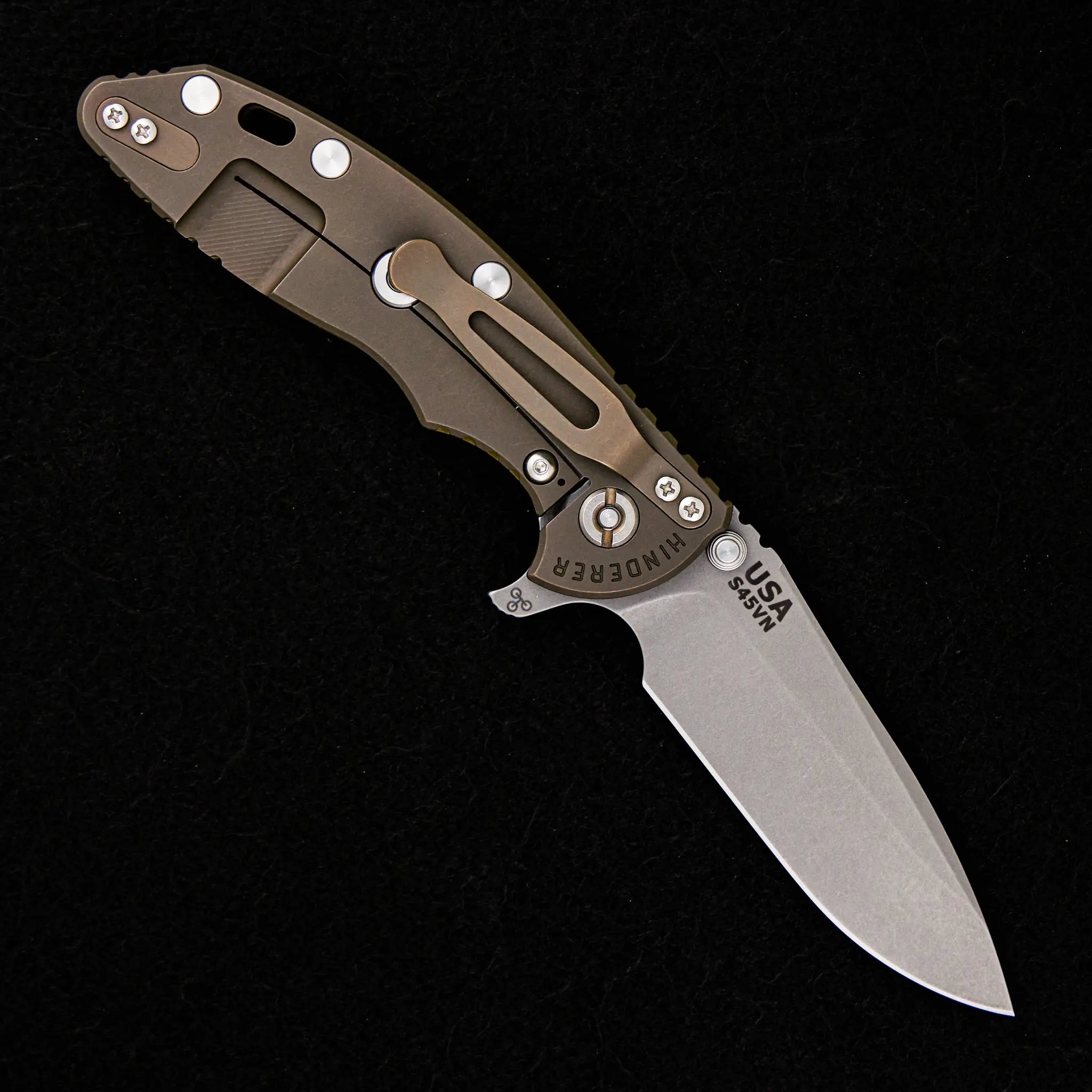 Hinderer Knives XM-18 3.5″ – S45VN Spearpoint Blade – Tri-Way – Battle Bronze – OD Green G10