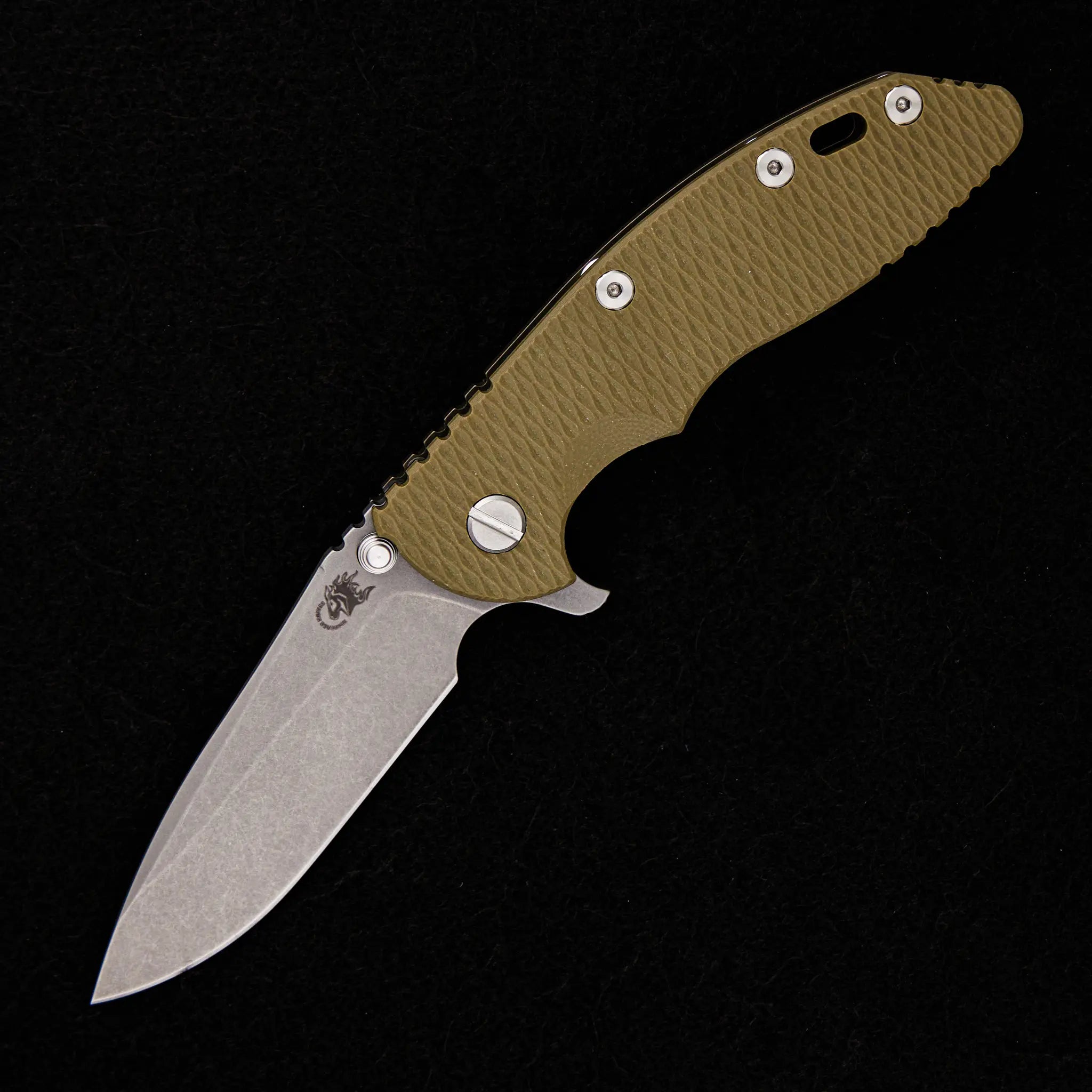 Hinderer Knives XM-18 3.5″ – S45VN Spearpoint Blade – Tri-Way – Battle Bronze – OD Green G10