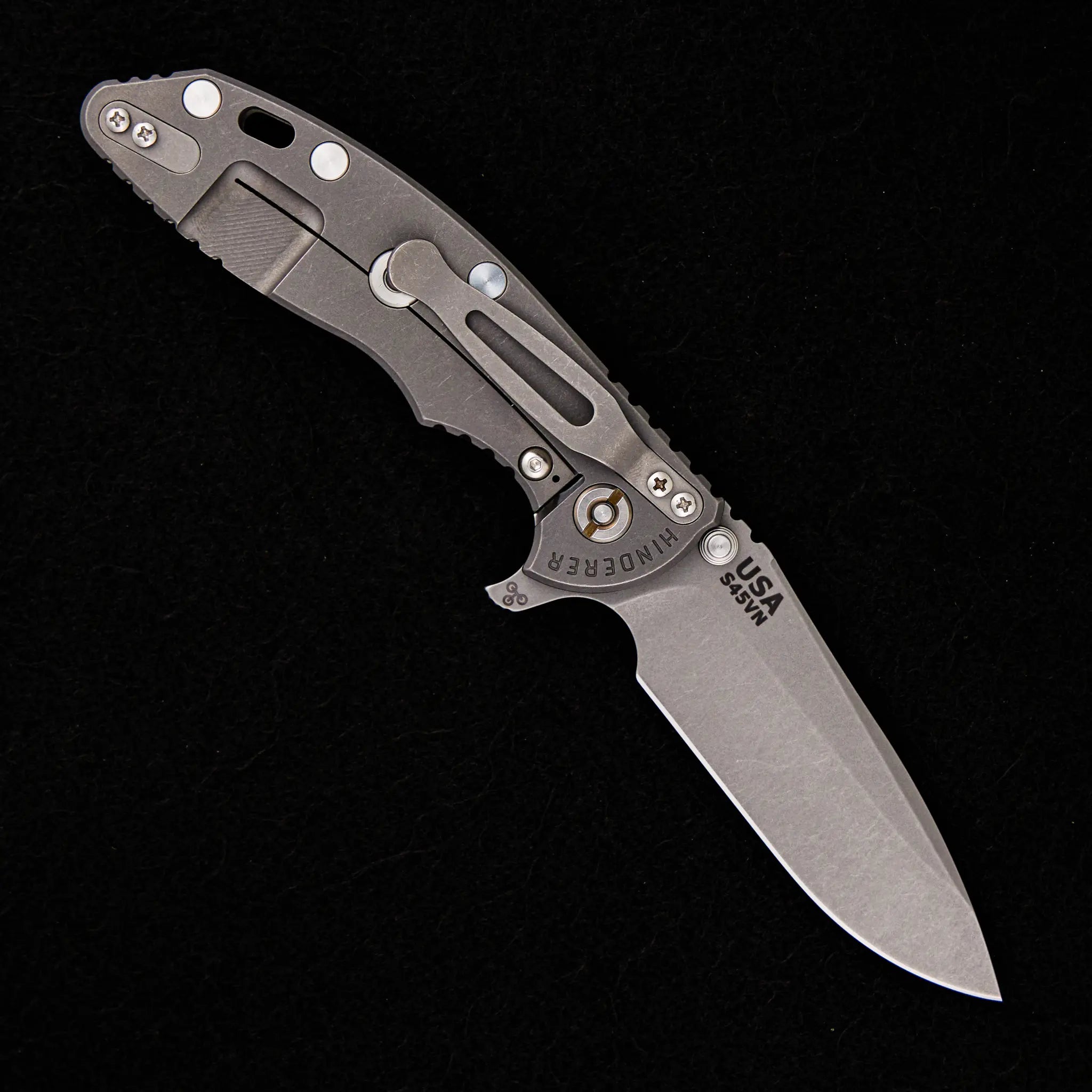 Hinderer Knives XM-18 3.5″ – S45VN Spearpoint Blade – Tri-Way – Working Finish – Black G10