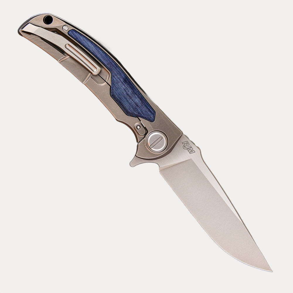 SHIROGOROV “LIMITED EDITION” RJ MARTIN DESIGN DENIM OVERKILL – S90V BLADE – TITANIUM HANDLE W/ JEANS MICARTA INLAYS – SRRBS