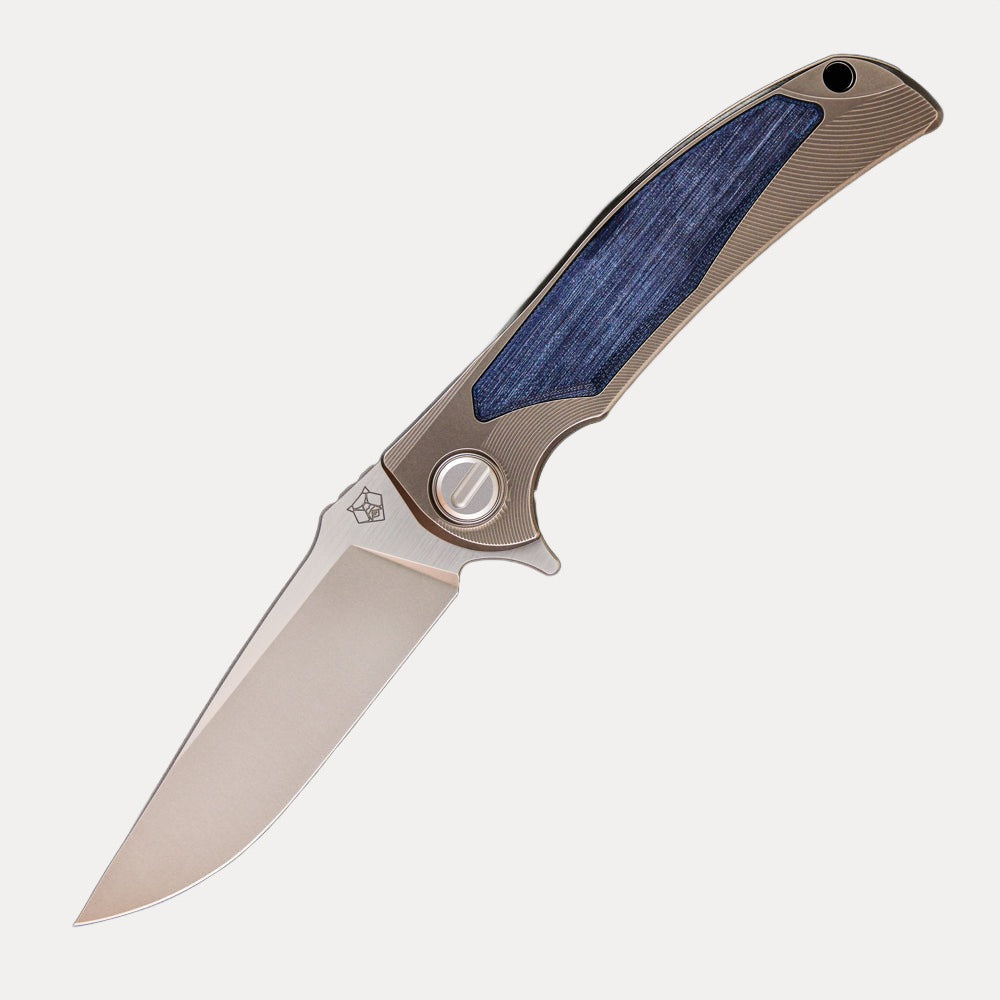 SHIROGOROV “LIMITED EDITION” RJ MARTIN DESIGN DENIM OVERKILL – S90V BLADE – TITANIUM HANDLE W/ JEANS MICARTA INLAYS – SRRBS