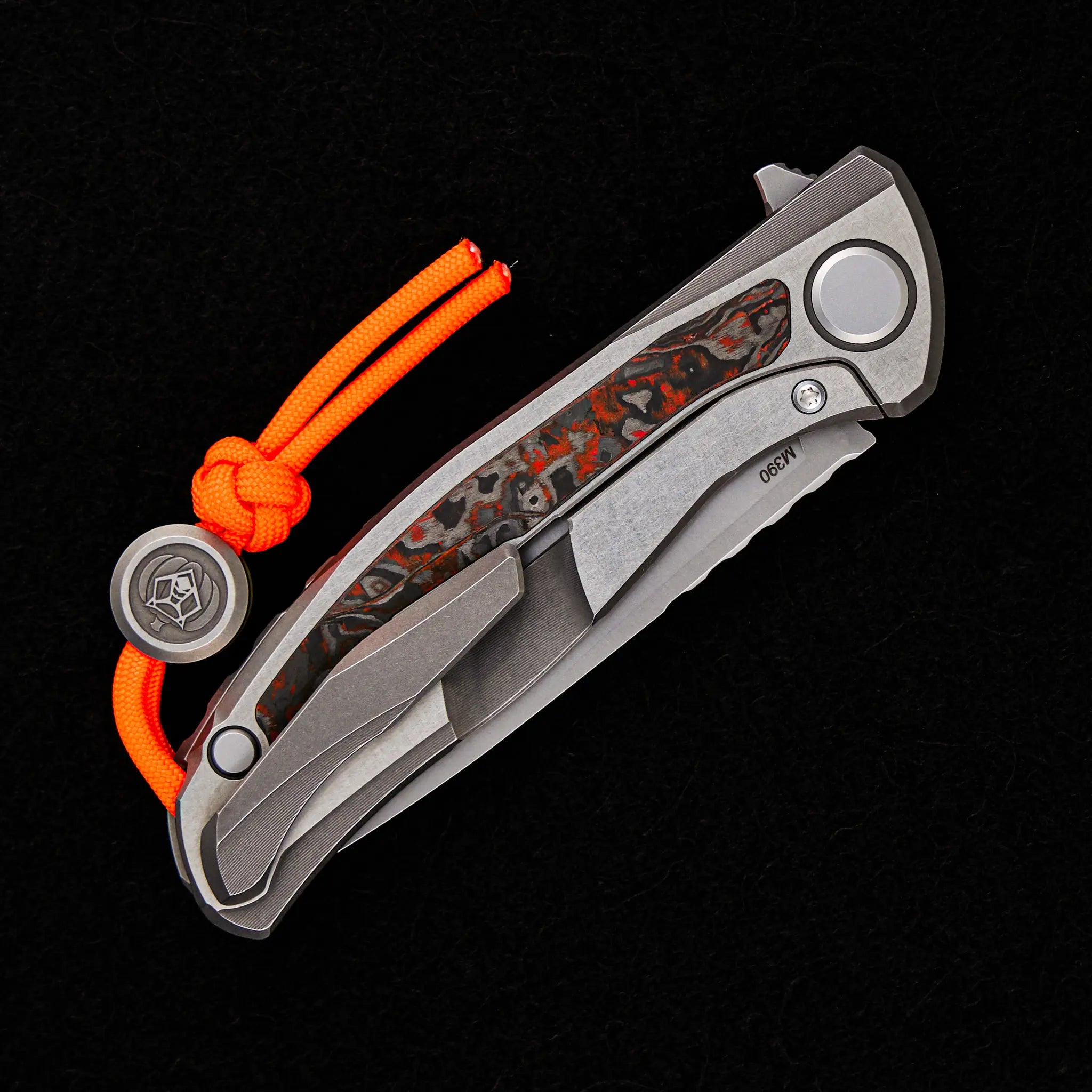 SHIROGOROV HATI HALLOWEEN EDITION – M390 BLADE – TITANIUM/ORANGE TECHNOCARBO W/ LUMINOFOR HANDLE – MRBS