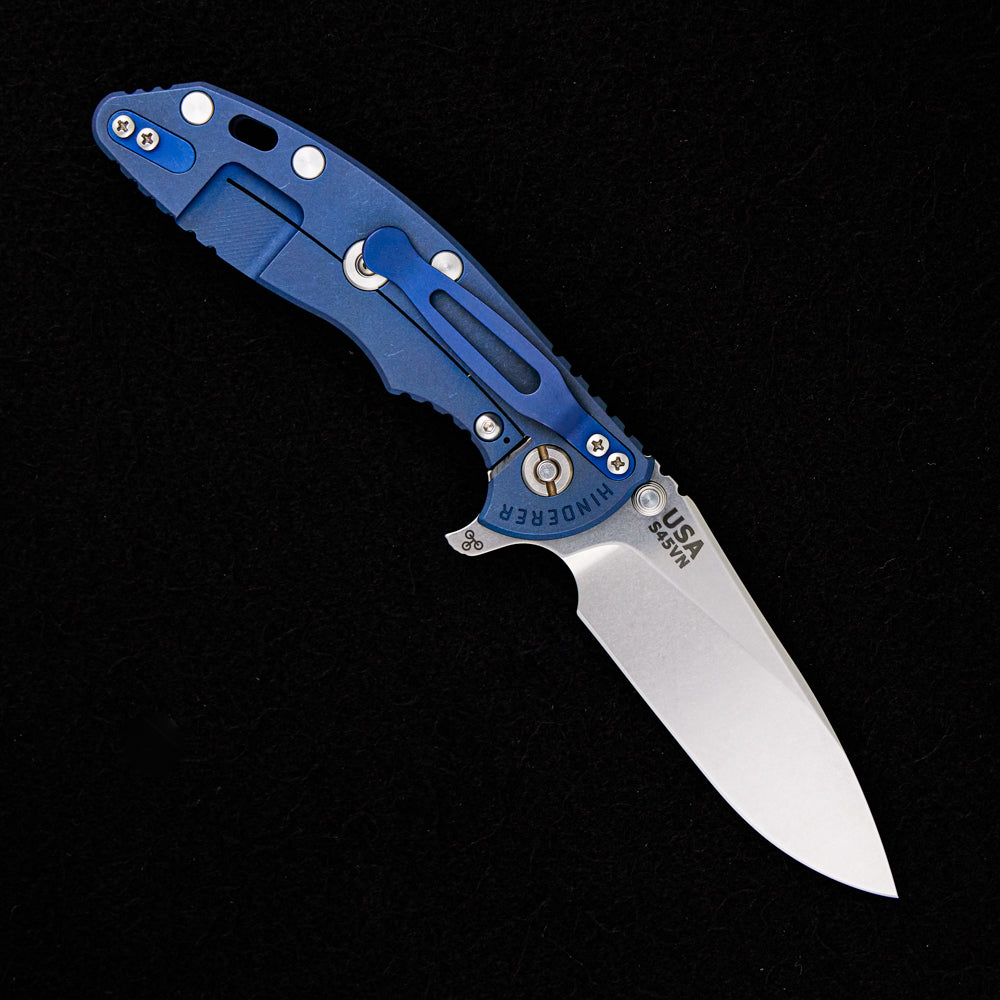 Hinderer Knives XM-18 3.5″ – Slicer S45VN – Tri-Way – Battle Blue – Black G10