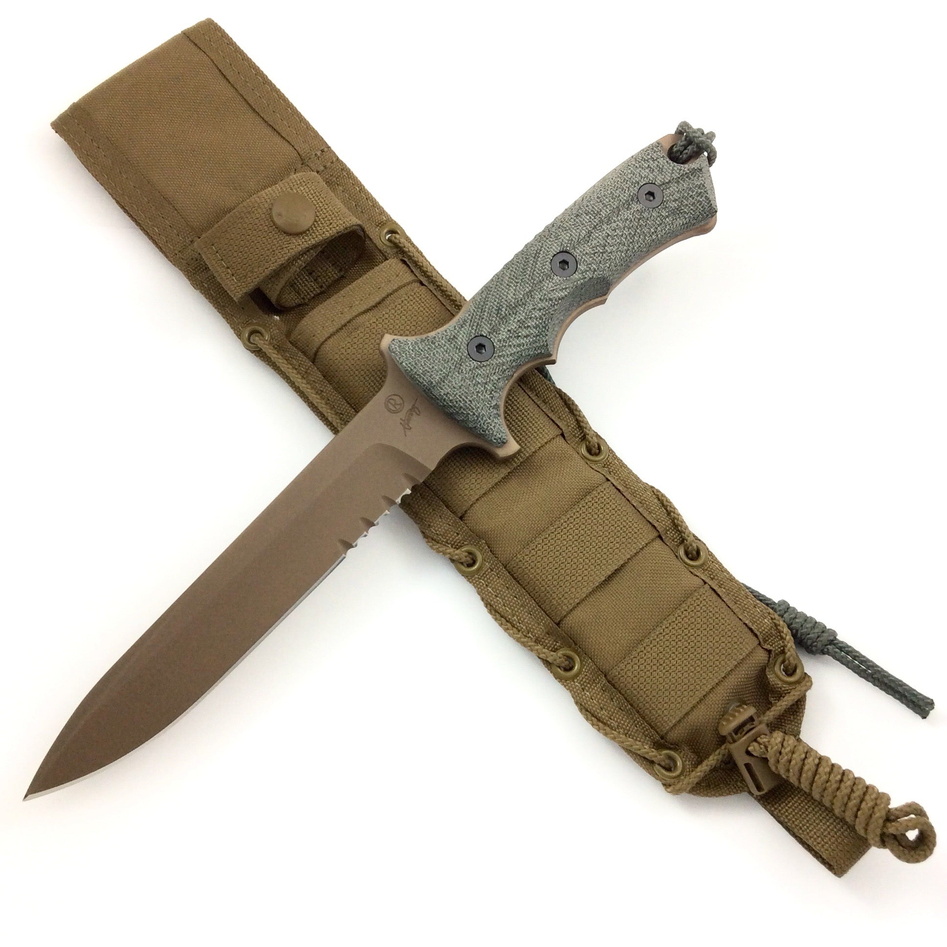 CHRIS REEVE 7" GREEN BERET FLAT DARK EARTH COMBO EDGE TAN SHEATH